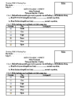 Đề kiểm tra 15p Tin học lớp 6 - Trường THCS Mường Nọc